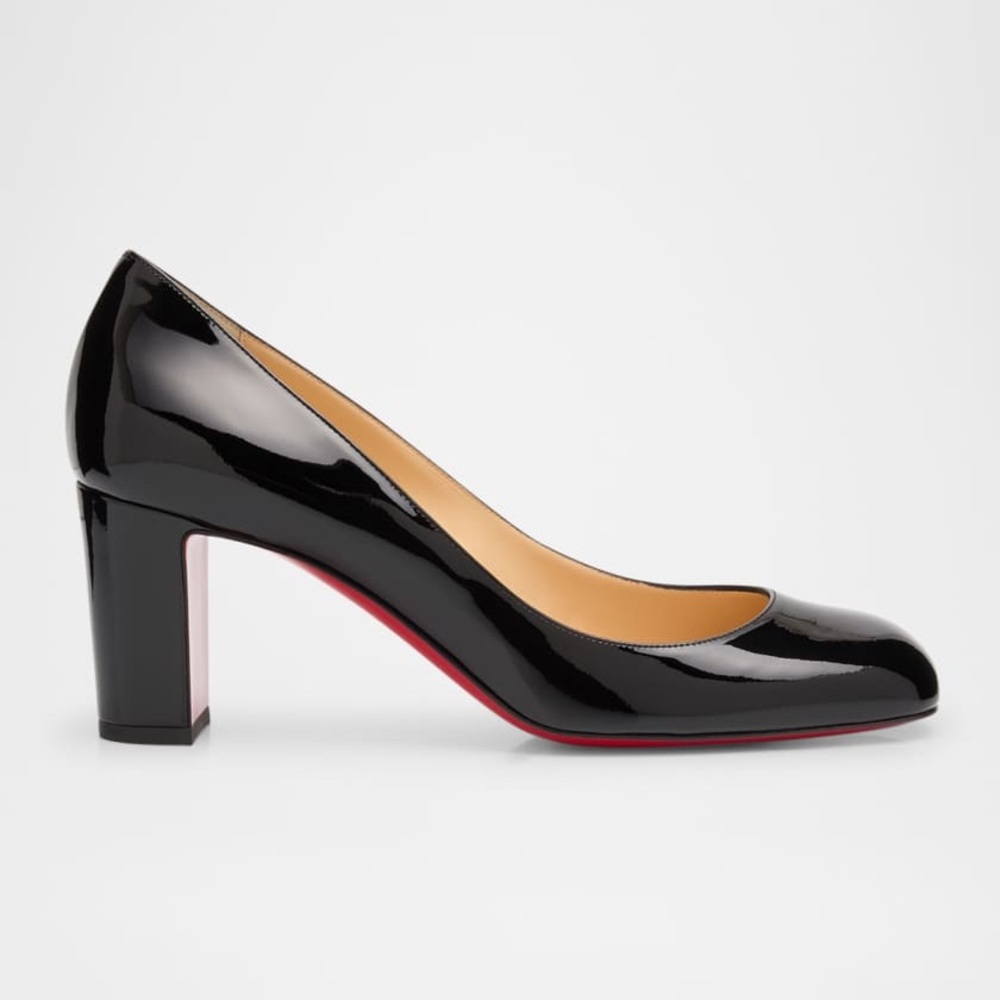 Christian Louboutin Black and Red Patent Leather Heels